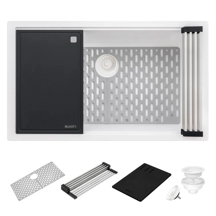 Ruvati 33-inch Undermount Workstation Granite Composite Kitchen Sink