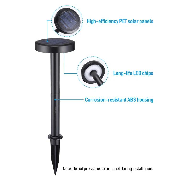 LEDVANS 2CCT Solar Landscape Pathway Lights Outdoor, Dimmable, Auto Dusk to Dawn, IP65, 120lm, Black (Set of 6)