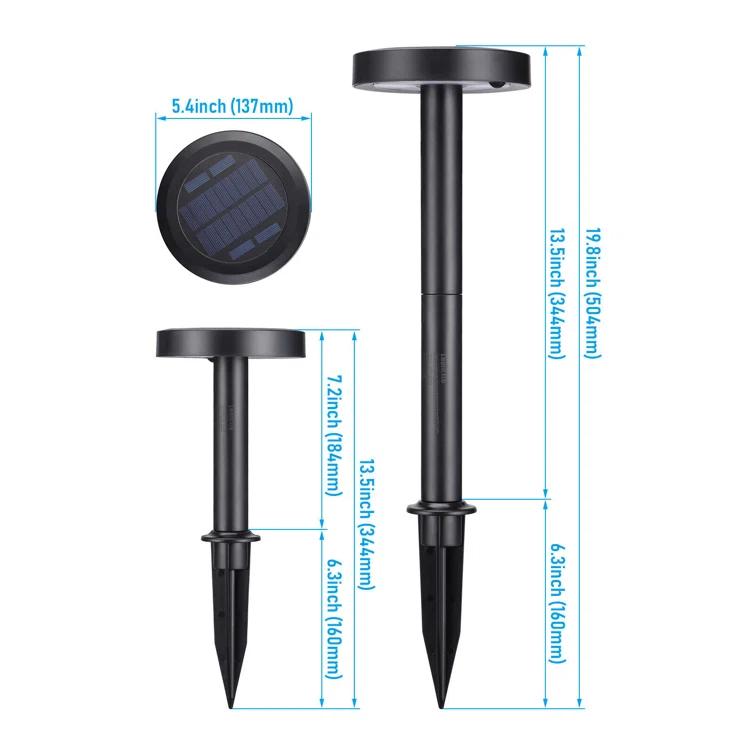 LEDVANS 2CCT Solar Landscape Pathway Lights Outdoor, Dimmable, Auto Dusk to Dawn, IP65, 120lm, Black (Set of 6)