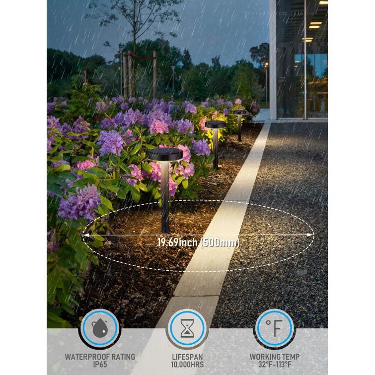 LEDVANS 2CCT Solar Landscape Pathway Lights Outdoor, Dimmable, Auto Dusk to Dawn, IP65, 120lm, Black (Set of 6)
