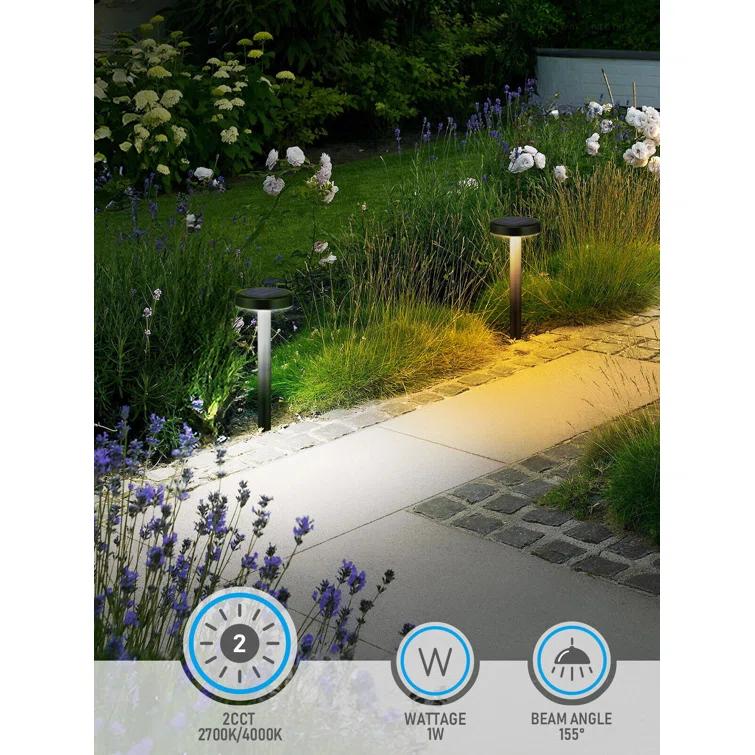 LEDVANS 2CCT Solar Landscape Pathway Lights Outdoor, Dimmable, Auto Dusk to Dawn, IP65, 120lm, Black (Set of 6)