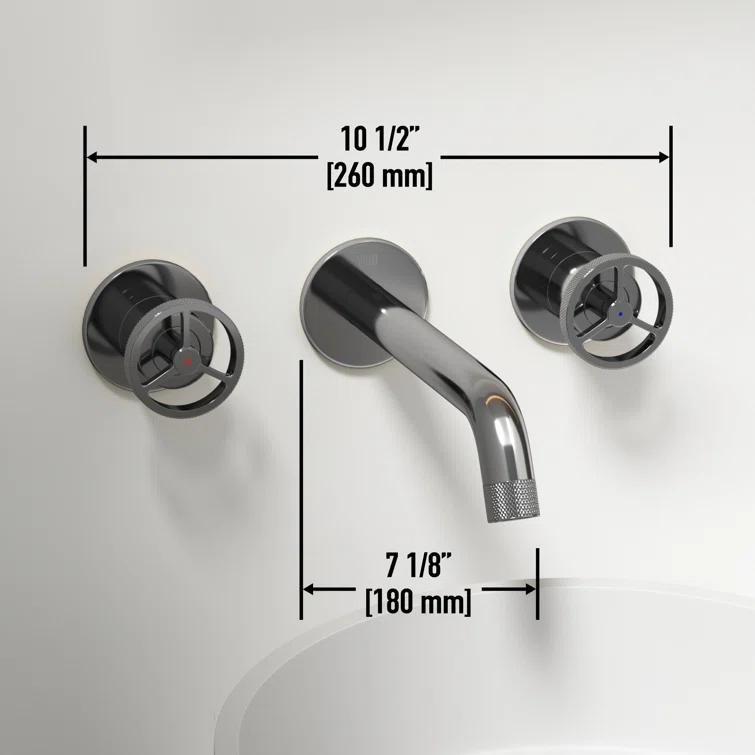Cass 3" H Two Handle WaterSense Wall Mount Bathroom Faucet