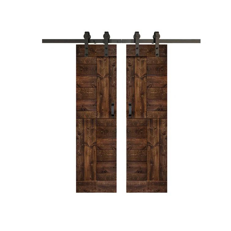 Patented Product S Series Solid Wood Double Sliding Barn Door With Hardware Kit(Set of 2)-Assembly Needed (Set of 2)