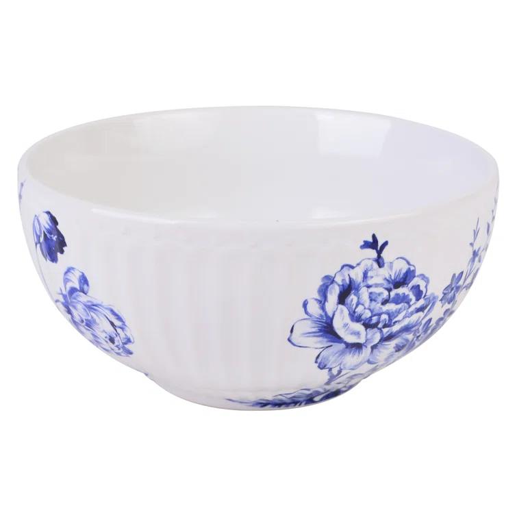 222 Fifth 222 Fifth Cassian Embossed Toile Blue Porcelain Dinnerware Set - Service For 4 (Set of 12)