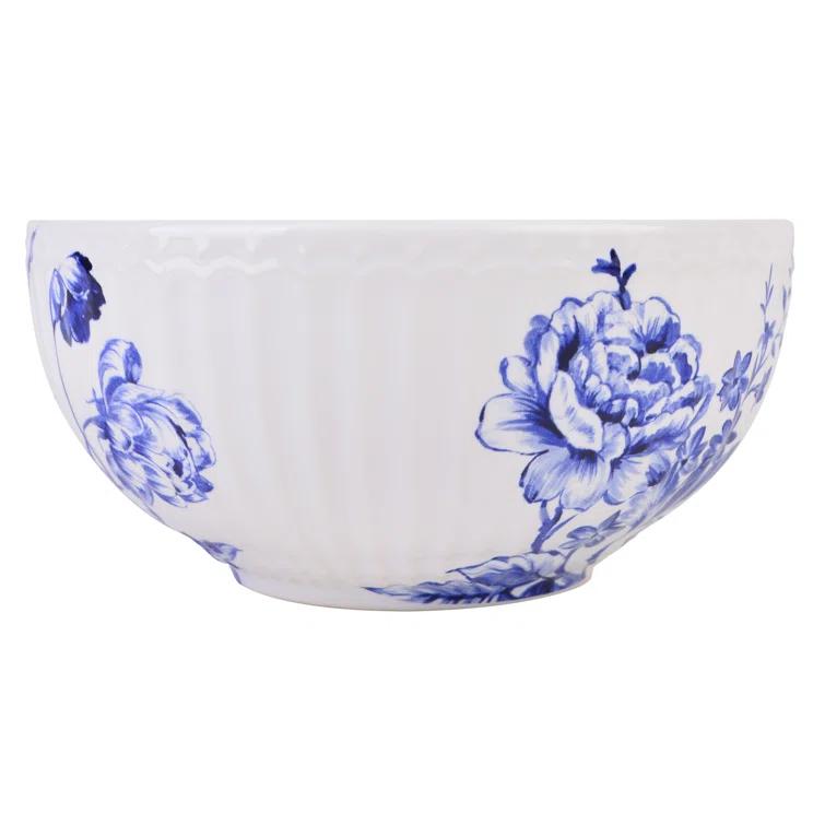 222 Fifth 222 Fifth Cassian Embossed Toile Blue Porcelain Dinnerware Set - Service For 4 (Set of 12)