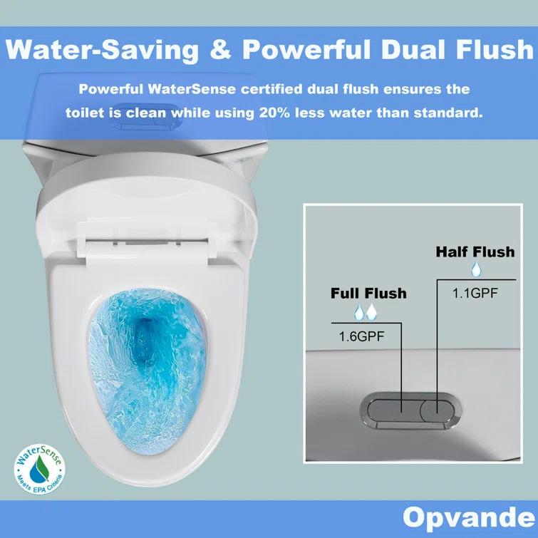 One-Piece 1.1/1.6 Gpf Dual Flush Elongated Toilet In Seat Included