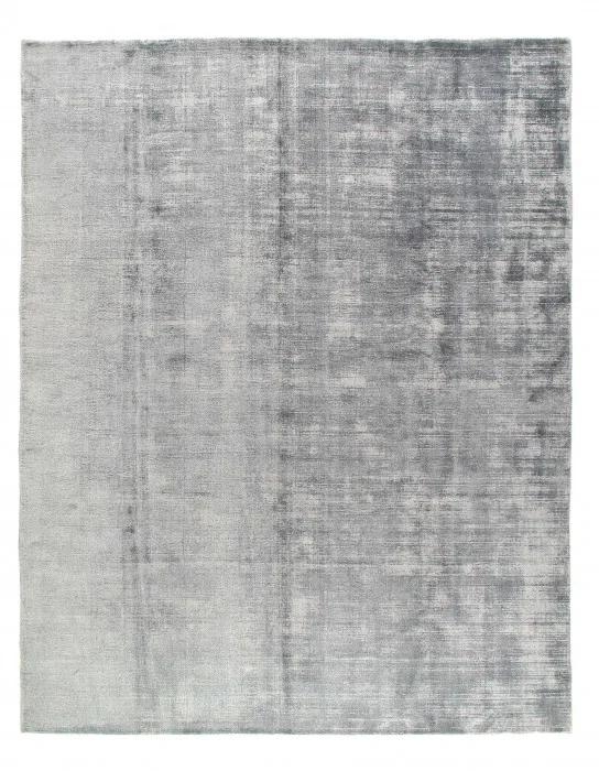 Lustrous Gray 9' x 12' Hand Loomed Wool-Viscose Blend Area Rug
