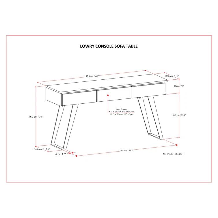 Lowry 60'' Solid Wood Top Console Table