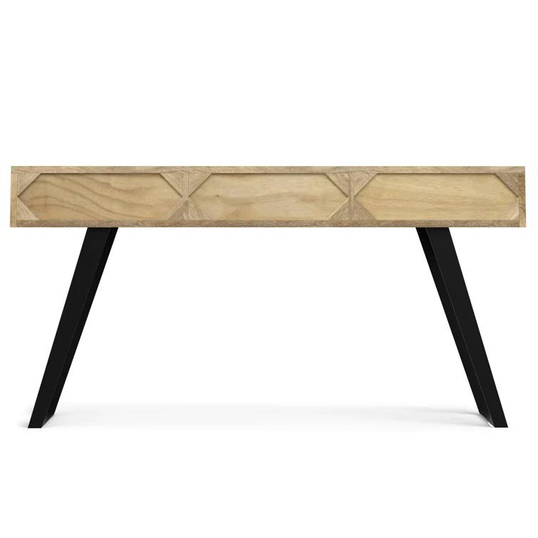 Lowry 60"W Solid Wood Modern Industrial Storage Console Table with 3 Storage Drawers and Metal Legs