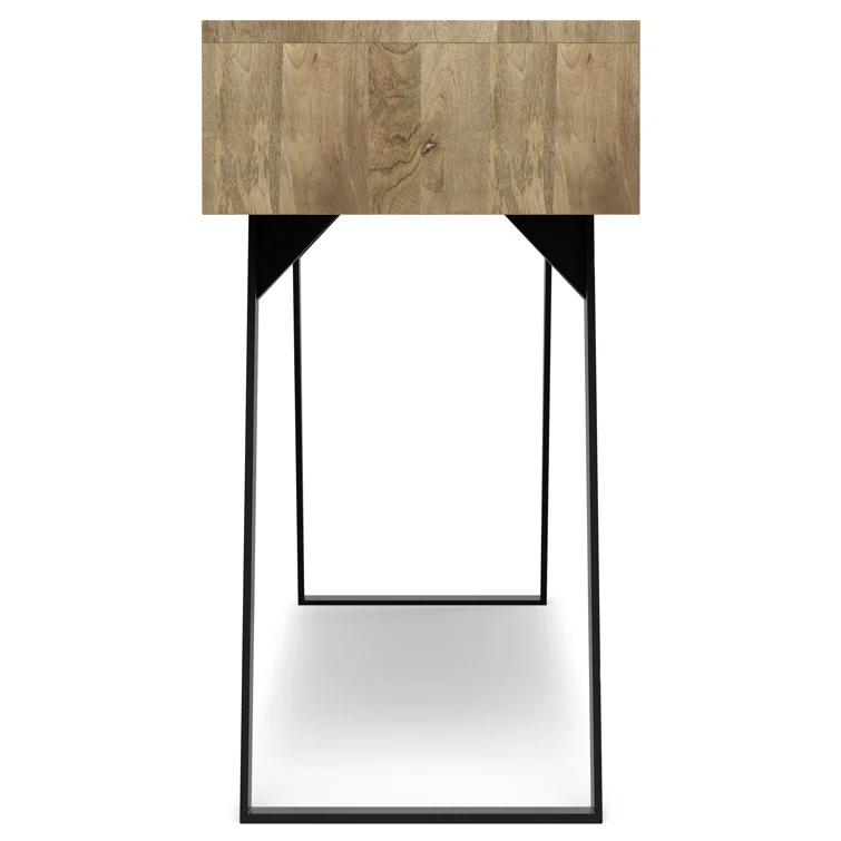 Lowry 60"W Solid Wood Modern Industrial Storage Console Table with 3 Storage Drawers and Metal Legs