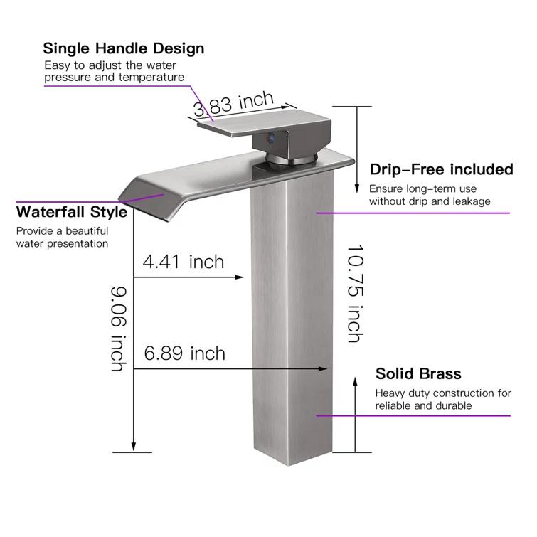 VIBRANTBATH 6004H-N Vessel Sink Faucet Single-handle Bathroom Faucet with Drain Assembly