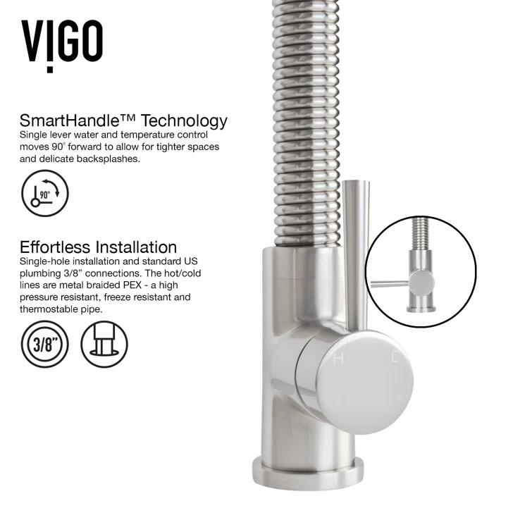Brant 19 H 1-handle Pull-Down 2-Function Sprayer Kitchen Faucet