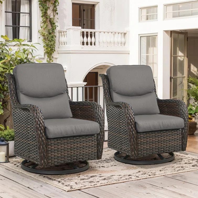 Koba Outdoor Wicker Rattan Rocking Swivel Chair (Set of 2)