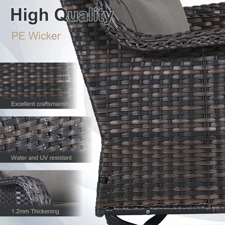 Koba Outdoor Wicker Rattan Rocking Swivel Chair (Set of 2)