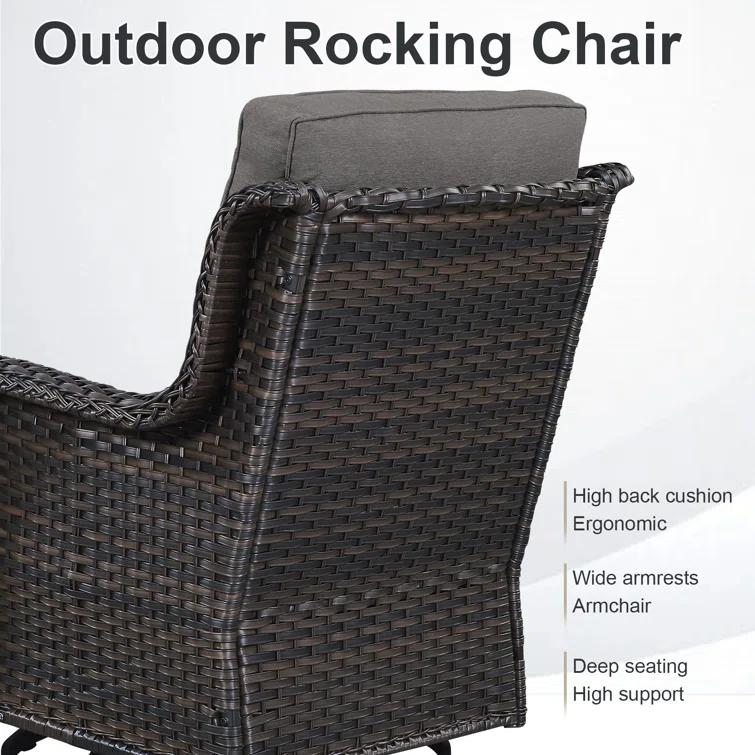 Koba Outdoor Wicker Rattan Rocking Swivel Chair (Set of 2)