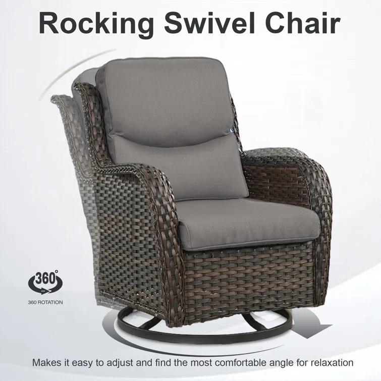 Koba Outdoor Wicker Rattan Rocking Swivel Chair (Set of 2)