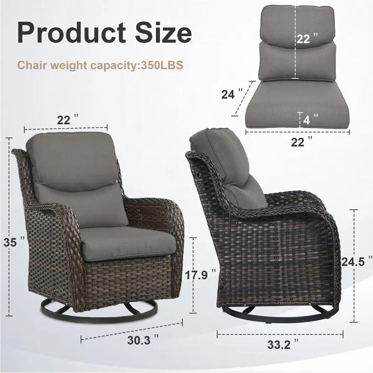 Koba Outdoor Wicker Rattan Rocking Swivel Chair (Set of 2)
