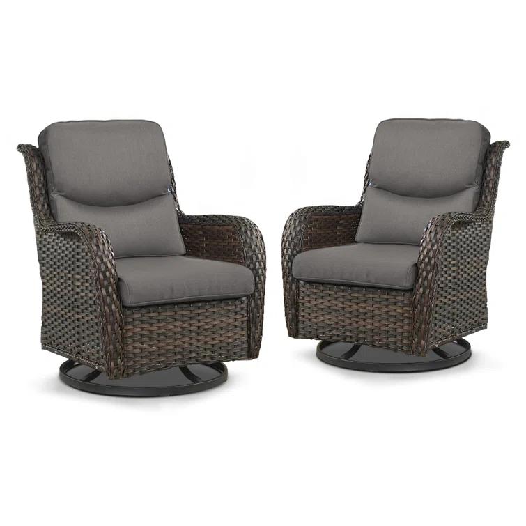 Koba Outdoor Wicker Rattan Rocking Swivel Chair (Set of 2)