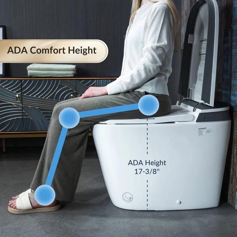 ADA Smart Bidet Toilet with Auto Open & Close, Foot Sensor,Clean Foam Dispenser&MaP Flushing 1000G