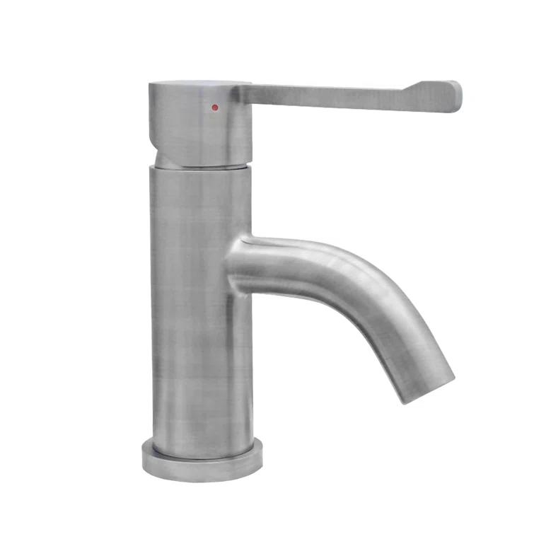 Whitehaus Collection Stainless Steel Extended Single Lever Bathroom Faucet with Pop-up Drain
