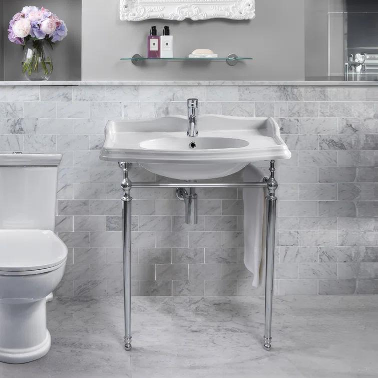 Whitehaus Collection Stainless Steel Extended Single Lever Bathroom Faucet with Pop-up Drain