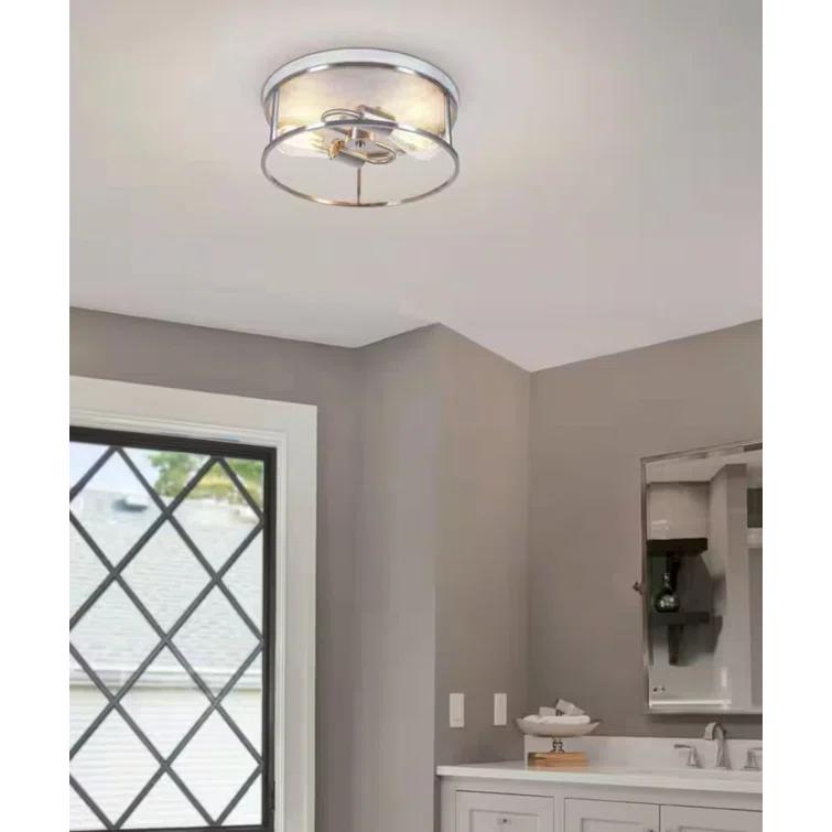 Marshel 13"W 2-Lightwith Black Marbled Base Flush Mount Light Fixture
