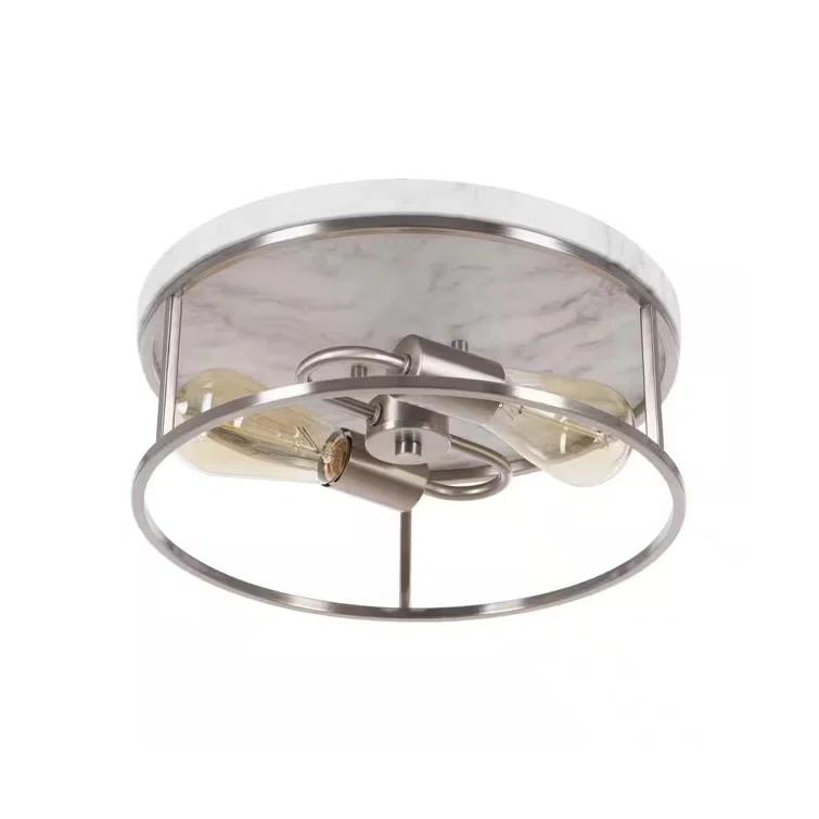 Marshel 13"W 2-Lightwith Black Marbled Base Flush Mount Light Fixture
