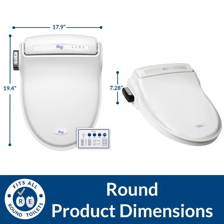 Bio Bidet by BEMIS 7ZBB1000R DRY BB1000 Round Bidet Toilet Seat, Electric, Warm Water with Air Dryer + 6 Bidet Towels