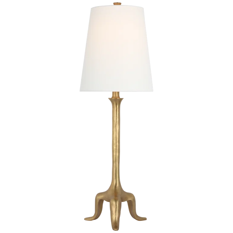Hand-Rubbed Antique Brass Tripod Table Lamp with Linen Shade