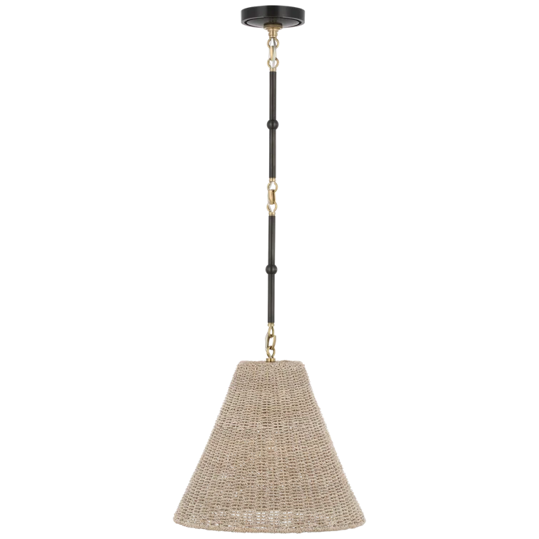 Small Bronze and Antique Brass Pendant Light with Ash Shade