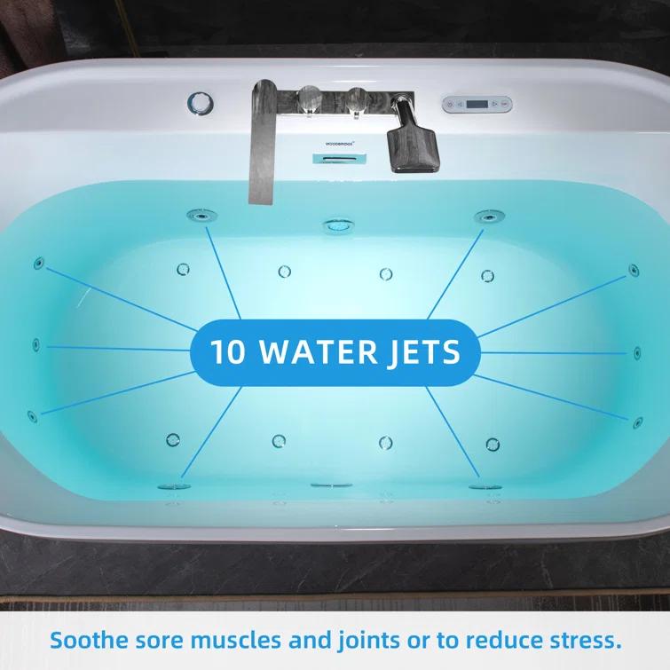 72" x 35.4" Whirlpool and Air Bath Heated Soaking Combination Tub with Tub Filler