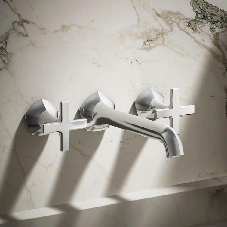 Occasion Wall-Mount Bathroom Sink Faucet Cross Handle Trim