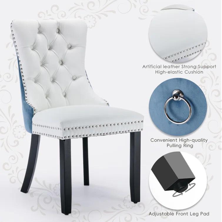 High-end Tufted Velvet Upholstered Nailhead Dining Chair
