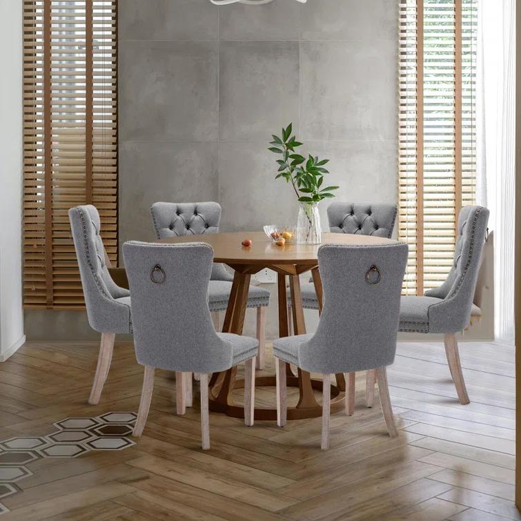High-end Tufted Velvet Upholstered Nailhead Dining Chair