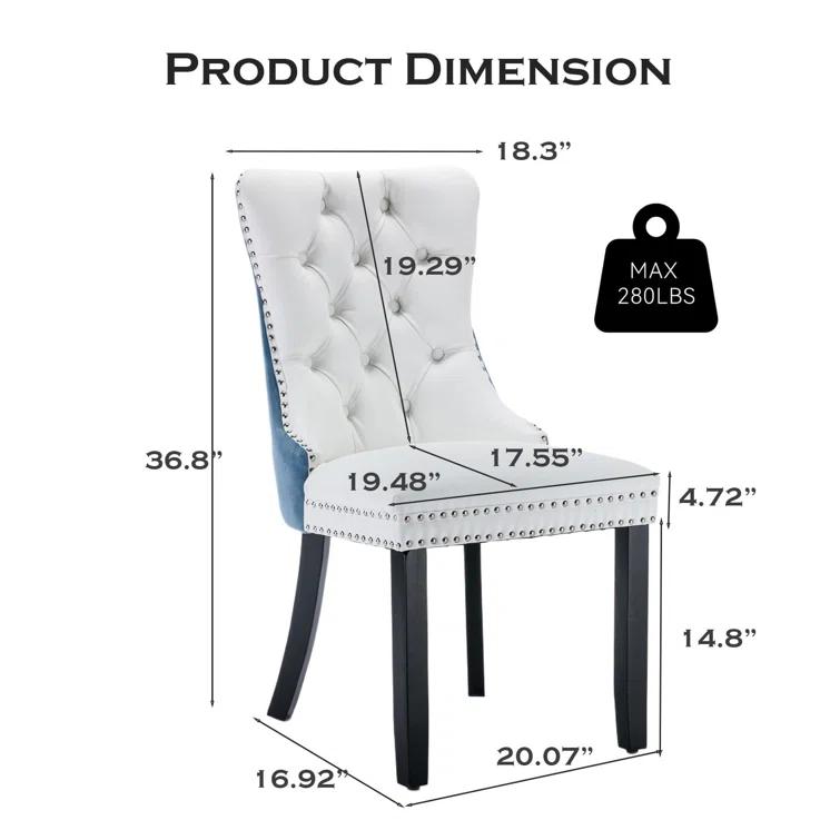 High-end Tufted Velvet Upholstered Nailhead Dining Chair