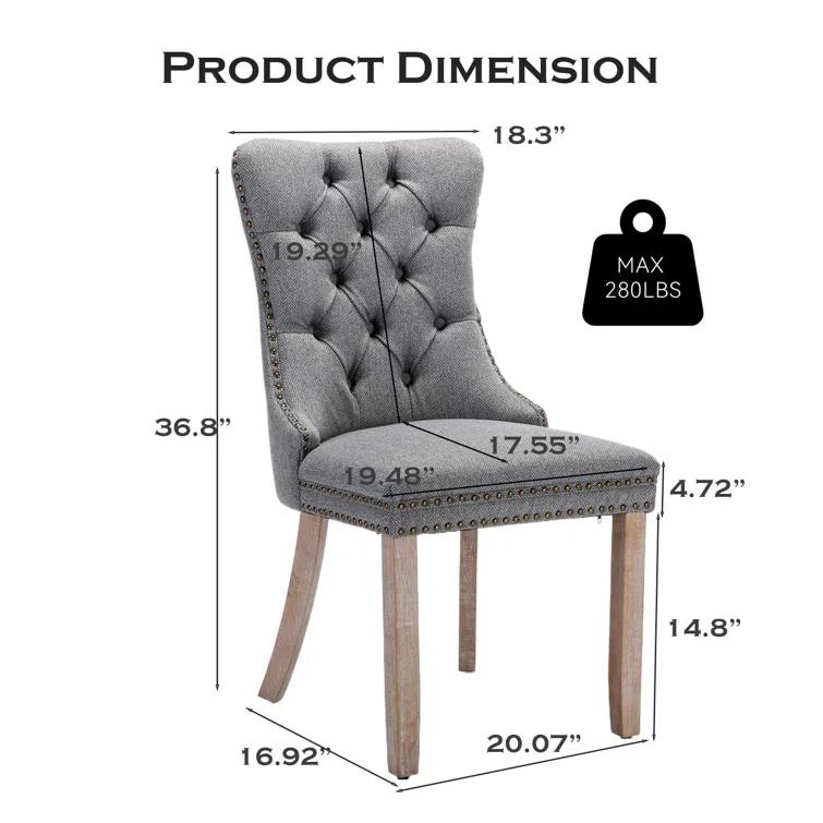 High-end Tufted Velvet Upholstered Nailhead Dining Chair