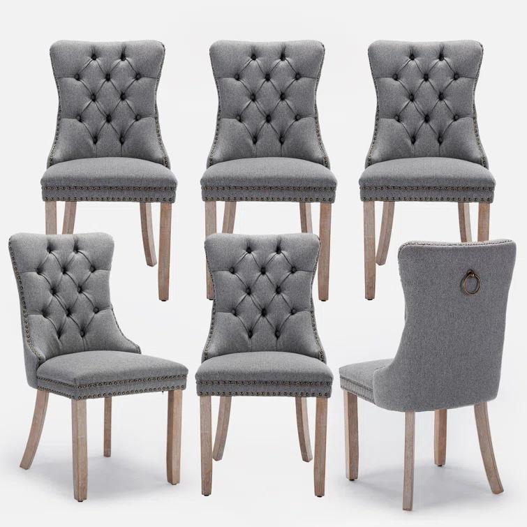 High-end Tufted Velvet Upholstered Nailhead Dining Chair