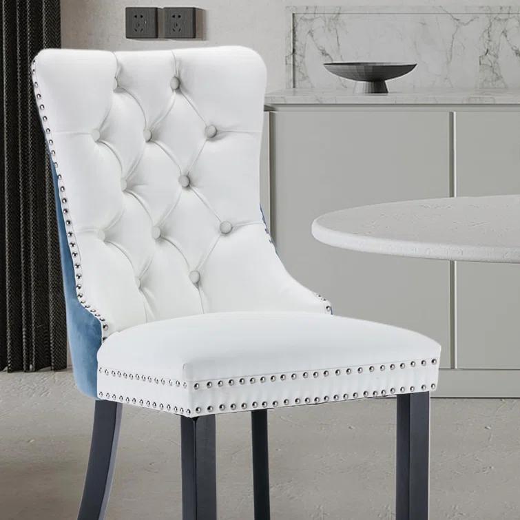 High-end Tufted Velvet Upholstered Nailhead Dining Chair