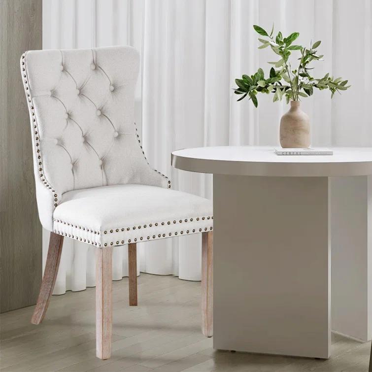 High-end Tufted Velvet Upholstered Nailhead Dining Chair