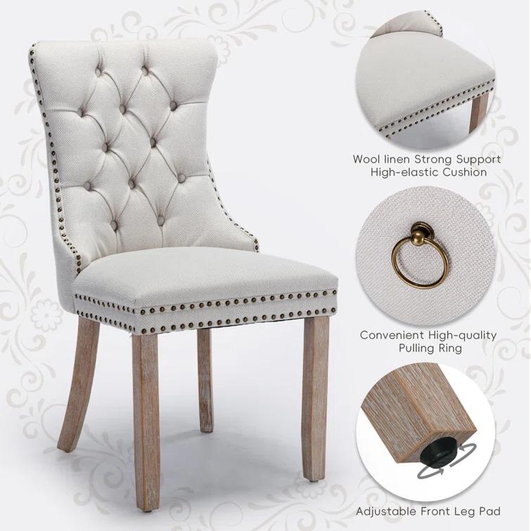 High-end Tufted Velvet Upholstered Nailhead Dining Chair