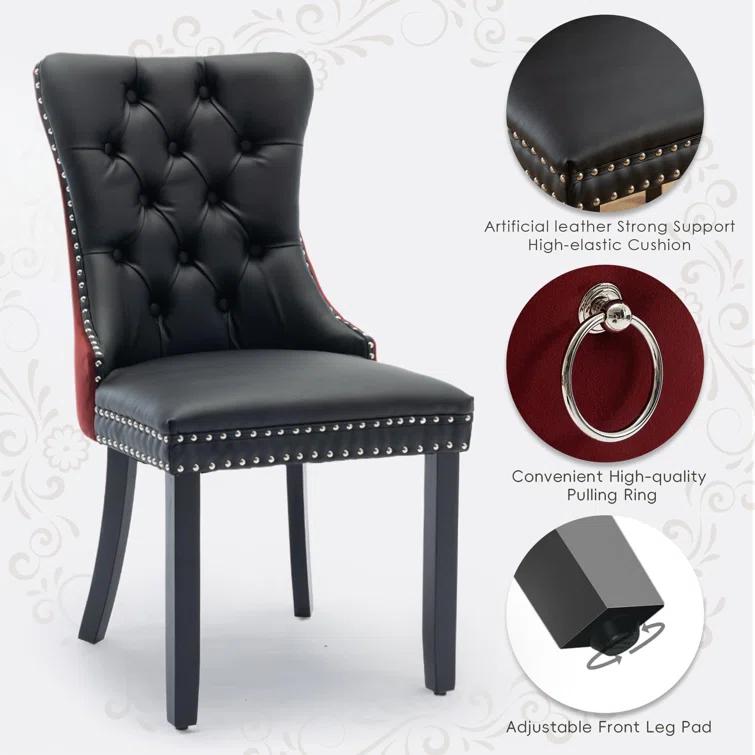 High-end Tufted Velvet Upholstered Nailhead Dining Chair