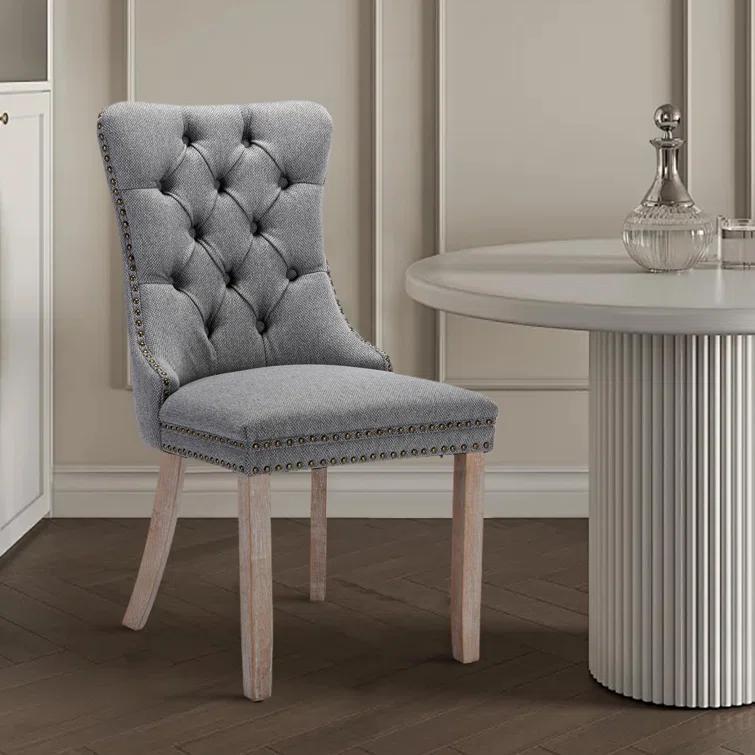 High-end Tufted Velvet Upholstered Nailhead Dining Chair