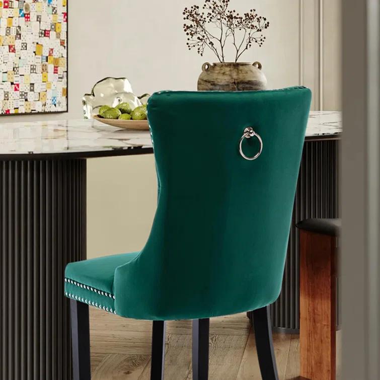 High-end Tufted Velvet Upholstered Nailhead Dining Chair