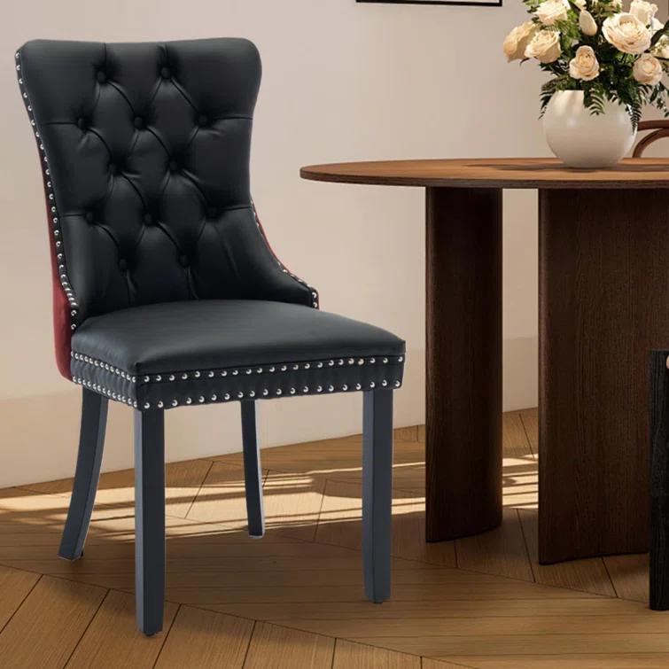 High-end Tufted Velvet Upholstered Nailhead Dining Chair