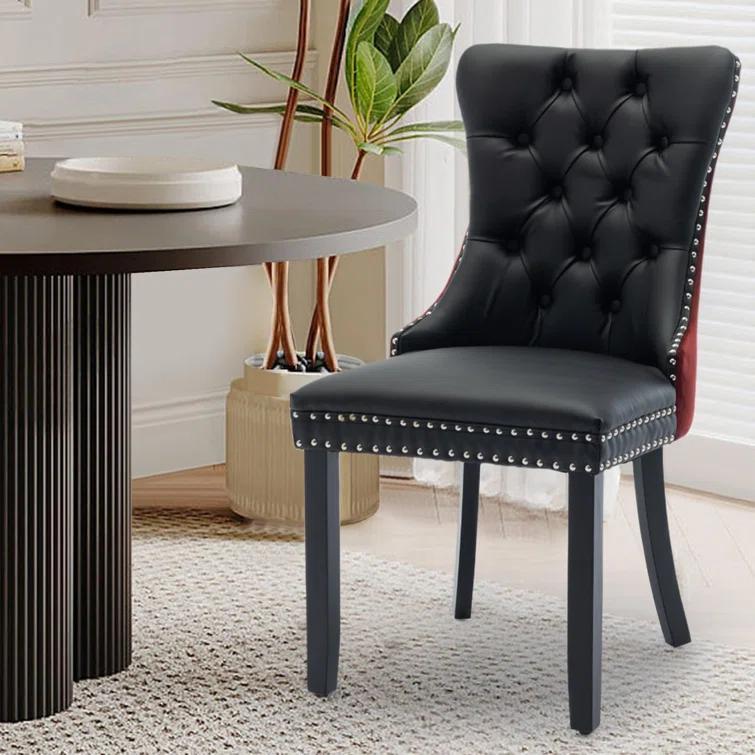 High-end Tufted Velvet Upholstered Nailhead Dining Chair