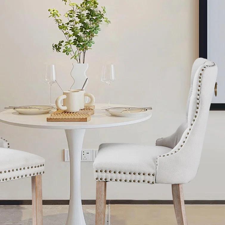High-end Tufted Velvet Upholstered Nailhead Dining Chair