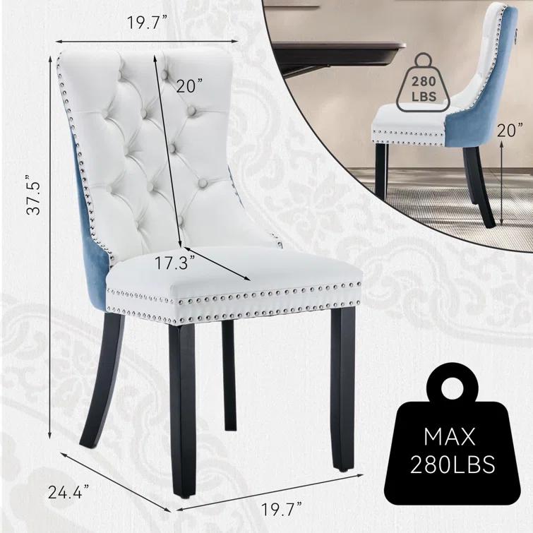 High-end Tufted Velvet Upholstered Nailhead Dining Chair