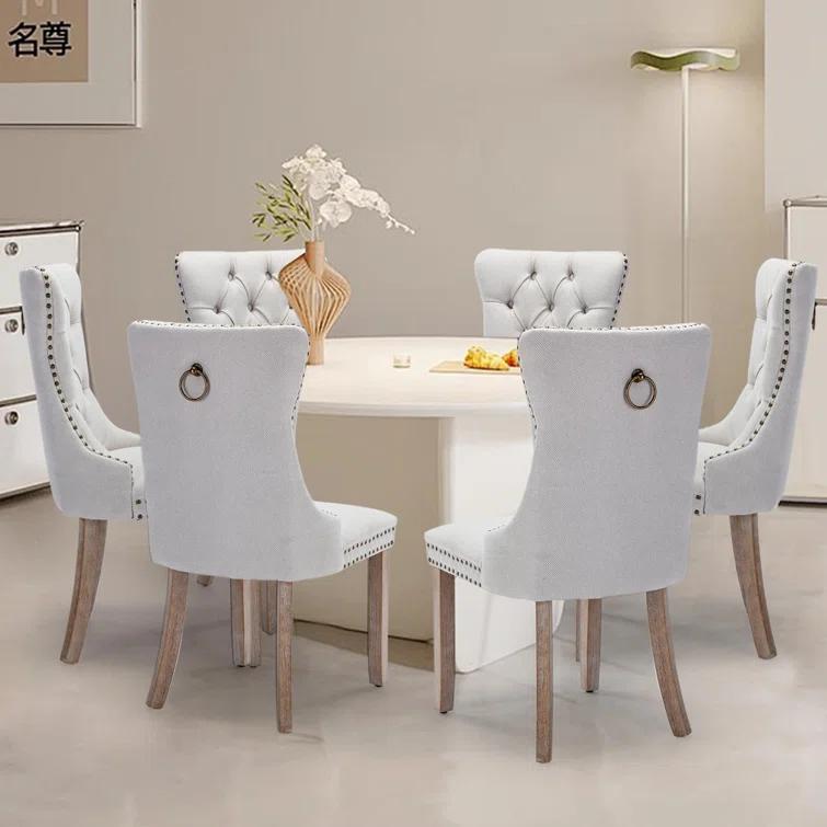High-end Tufted Velvet Upholstered Nailhead Dining Chair