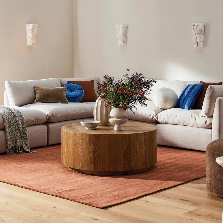 Classic Home Layne 42" Round Coffee Table in Light Brown