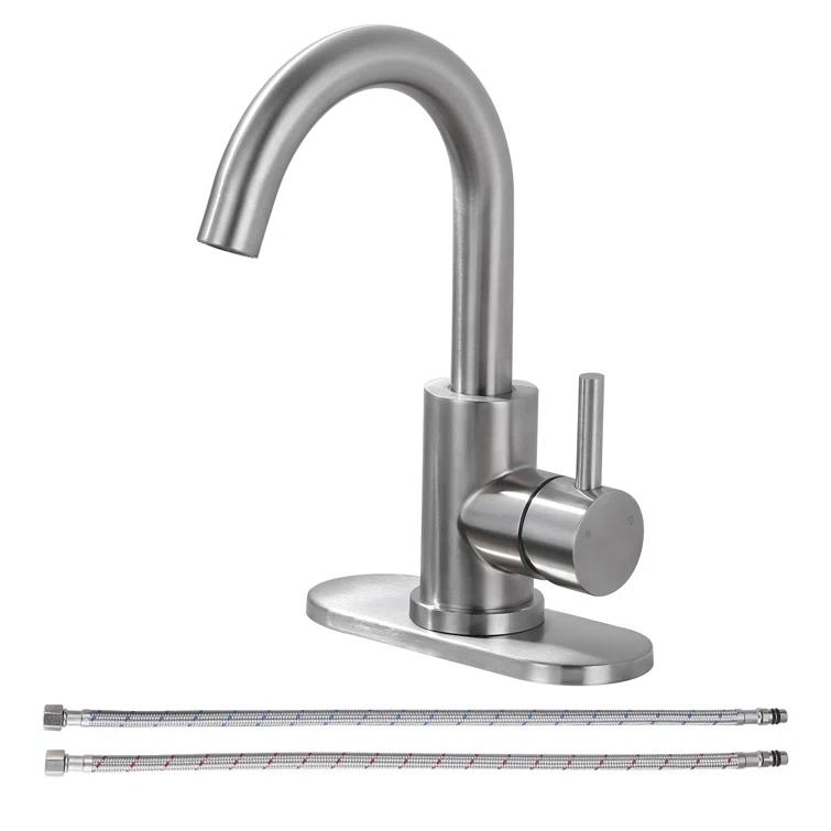 AVITAS TS14D05 Single Handle Stainless Steel Bar Kitchen Faucet With Swivel Spout And Deckplate